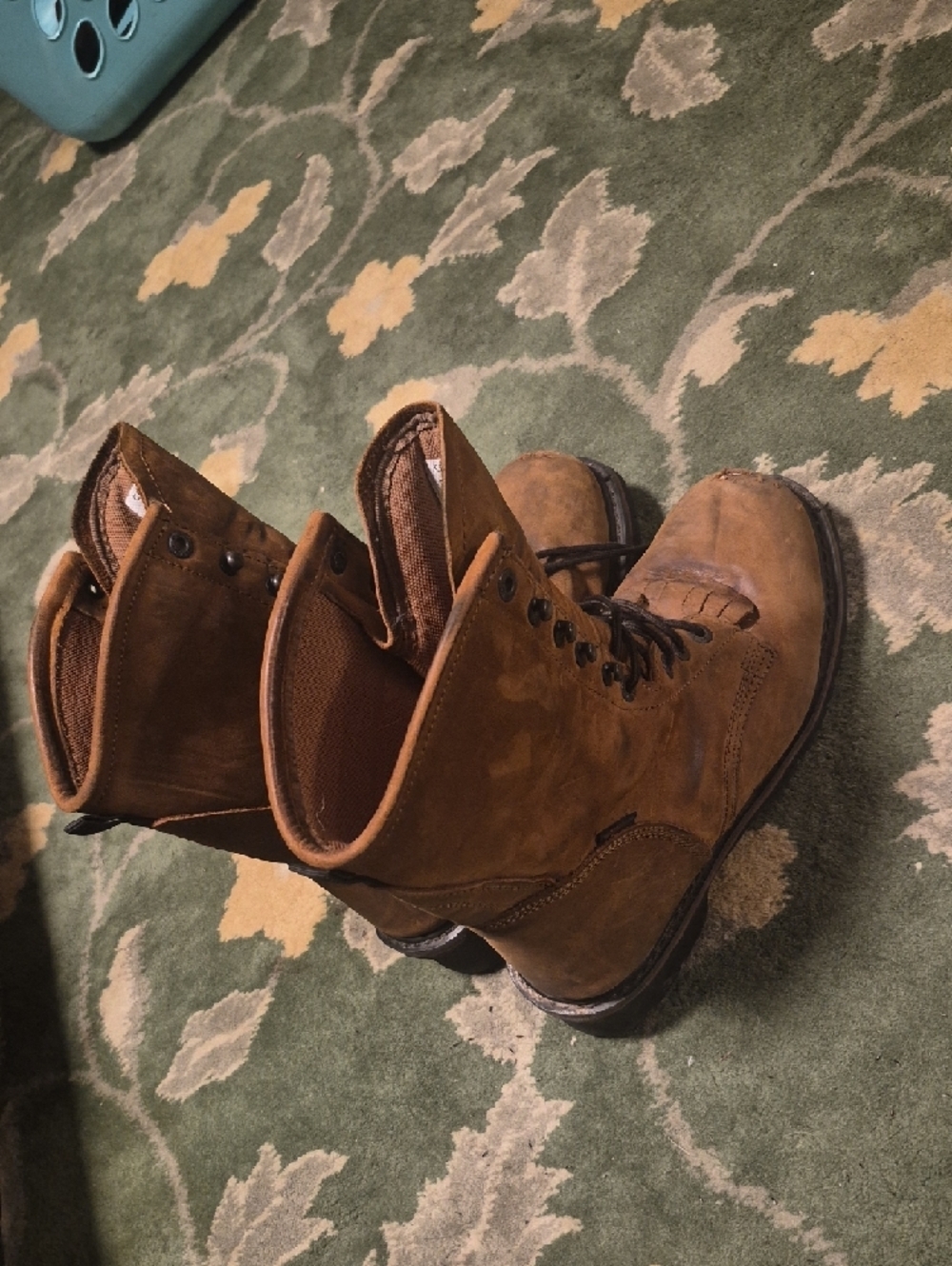 Men's Tan Leather Lace-Up Work Boots - Durable Outdoor Style - Picture 2 of 10